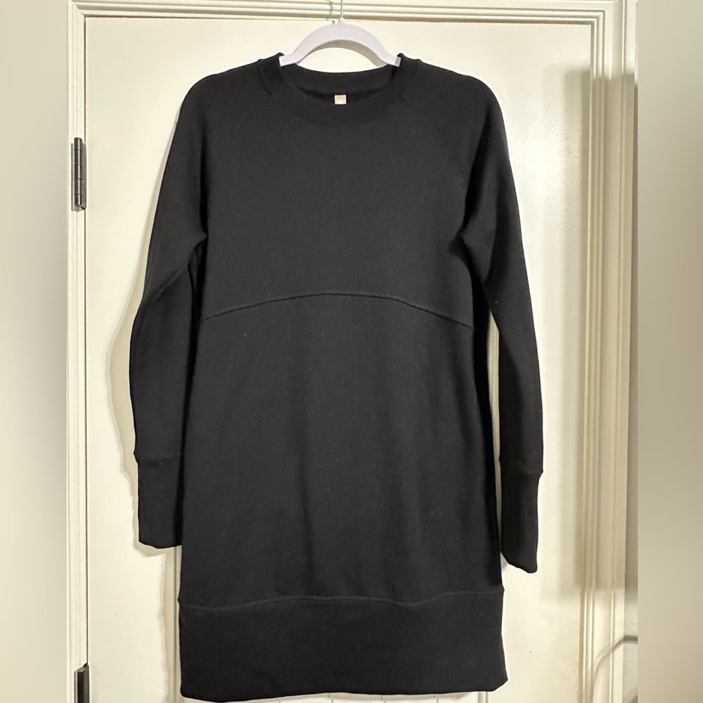 Athleta Balance Dress Black Heather Size Small Sweatshirt Dress
